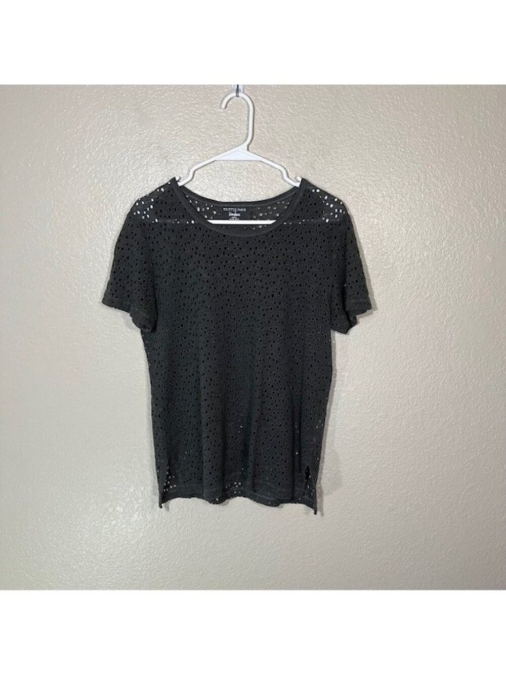 Majestic Filatures Paris Top Womens 3 Linen Eyelet Shirt Gray Casual